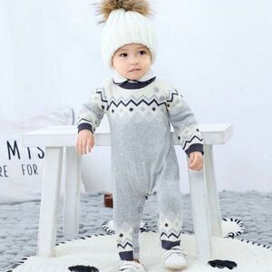 NWOT Baby Knitted Cotton Fair Isle Sweater Romper 6-9 Mos